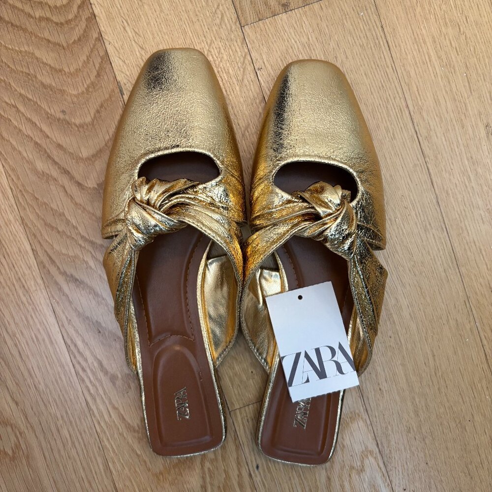 Metallic Knot Mule Slides